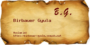 Birbauer Gyula névjegykártya